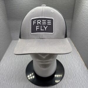 Free Fly Gray Trucker Hat Adjustable Snapback Mesh Outdoor‎ Fishing Cap